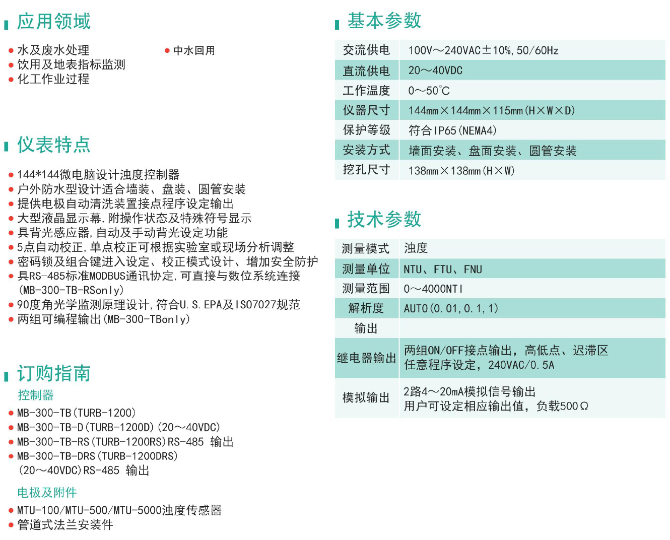 TURB-6200浓度控制器